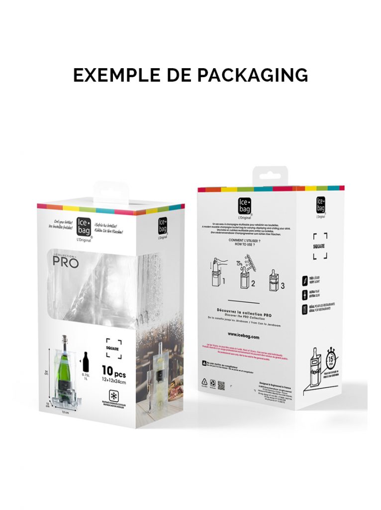 Ice.bag® SQUARE NOIR MAT x 100 pièces - à partir de 2,04€ HT/unité